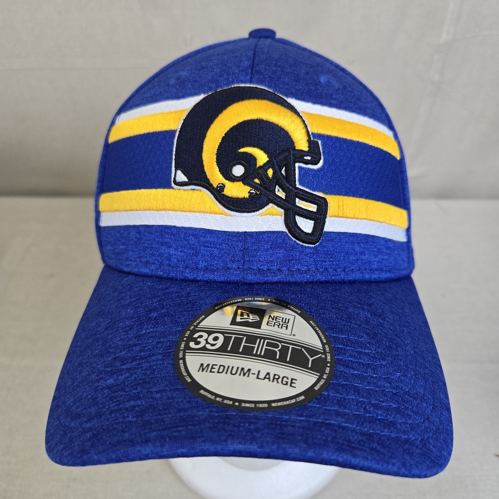 New Era LA Los Angeles Rams Hat Mens Medium Large NFL 39Thirty Fitted Cap Blue